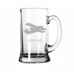 Your - Sandblasted glass litre with motive of a sport aircraft of your choice and your text