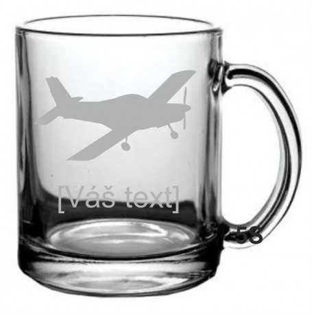 Your - Sandblasted glass mug with motive of a sport aircraft of your choice and your text