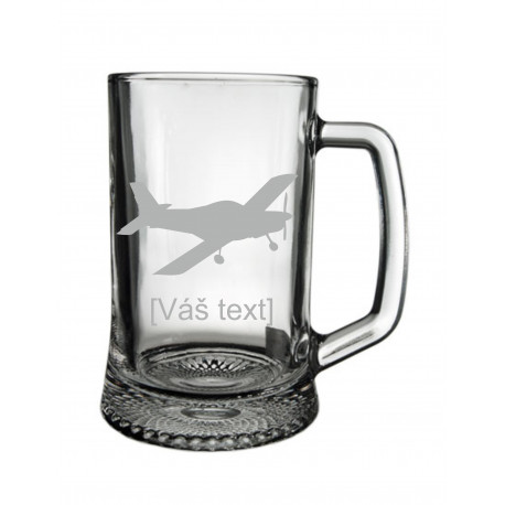 Your - Sandblasted glass half a litre with motive of a sport aircraft of your choice and your text