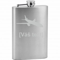Your - Sandblasted stainless steel hip flask with motive of a transport aircraft of your choice and your text